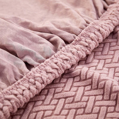 2025 L Shape Polar Fleece Sofa Cover : Pastel Pink