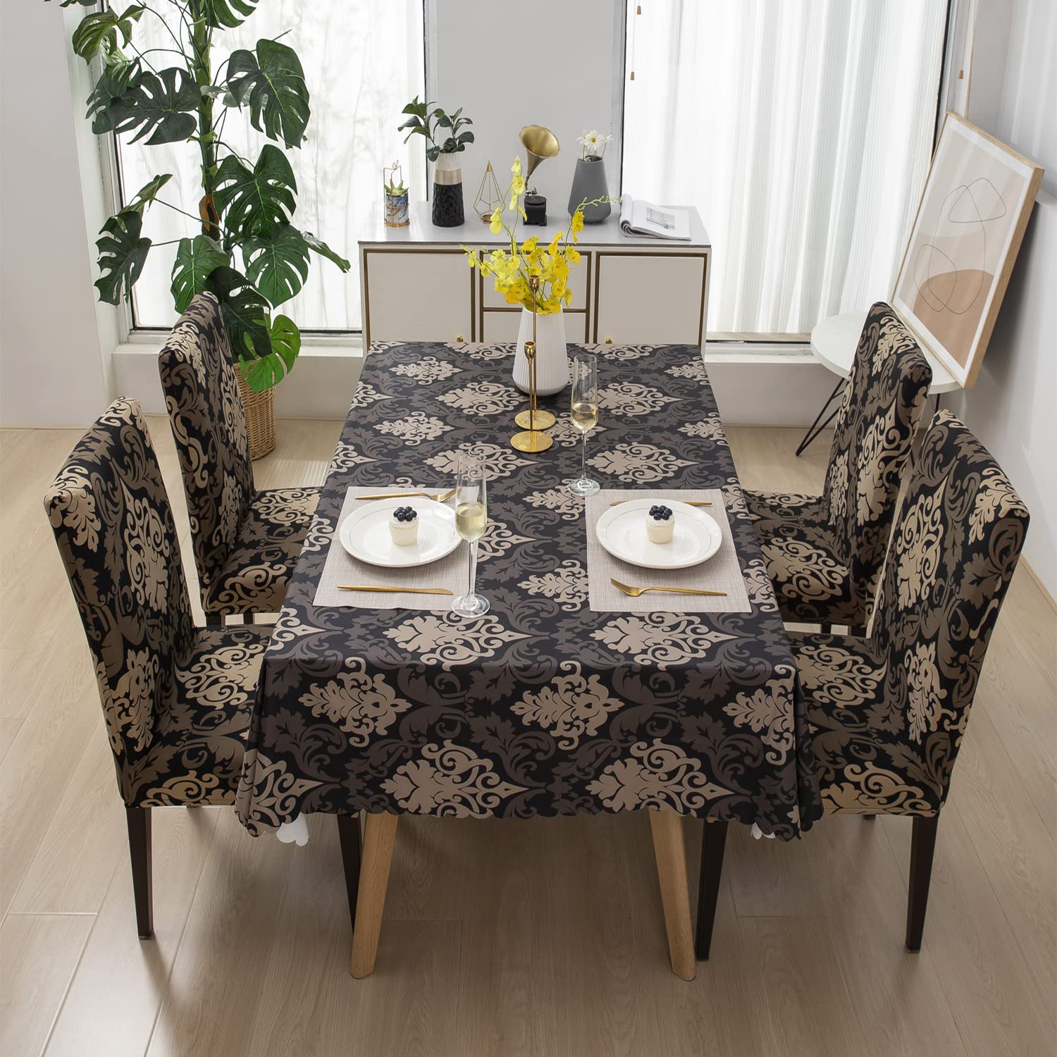 Premium Dining Table & Chair Cover Combo - Royal Black
