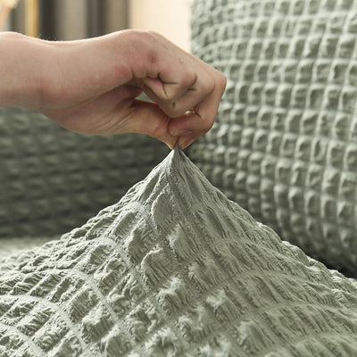2025 L Shape Turkish Bubble Frill Sofa Covers : Sage Green