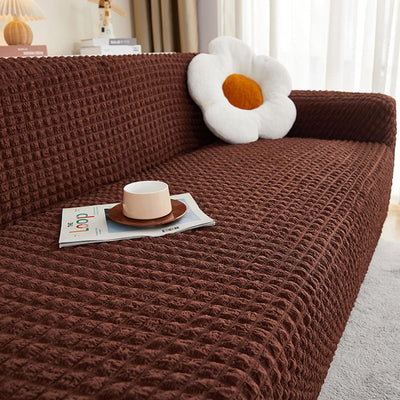 2024 L Shape Turkish Bubble Frill Sofa Covers : Brown