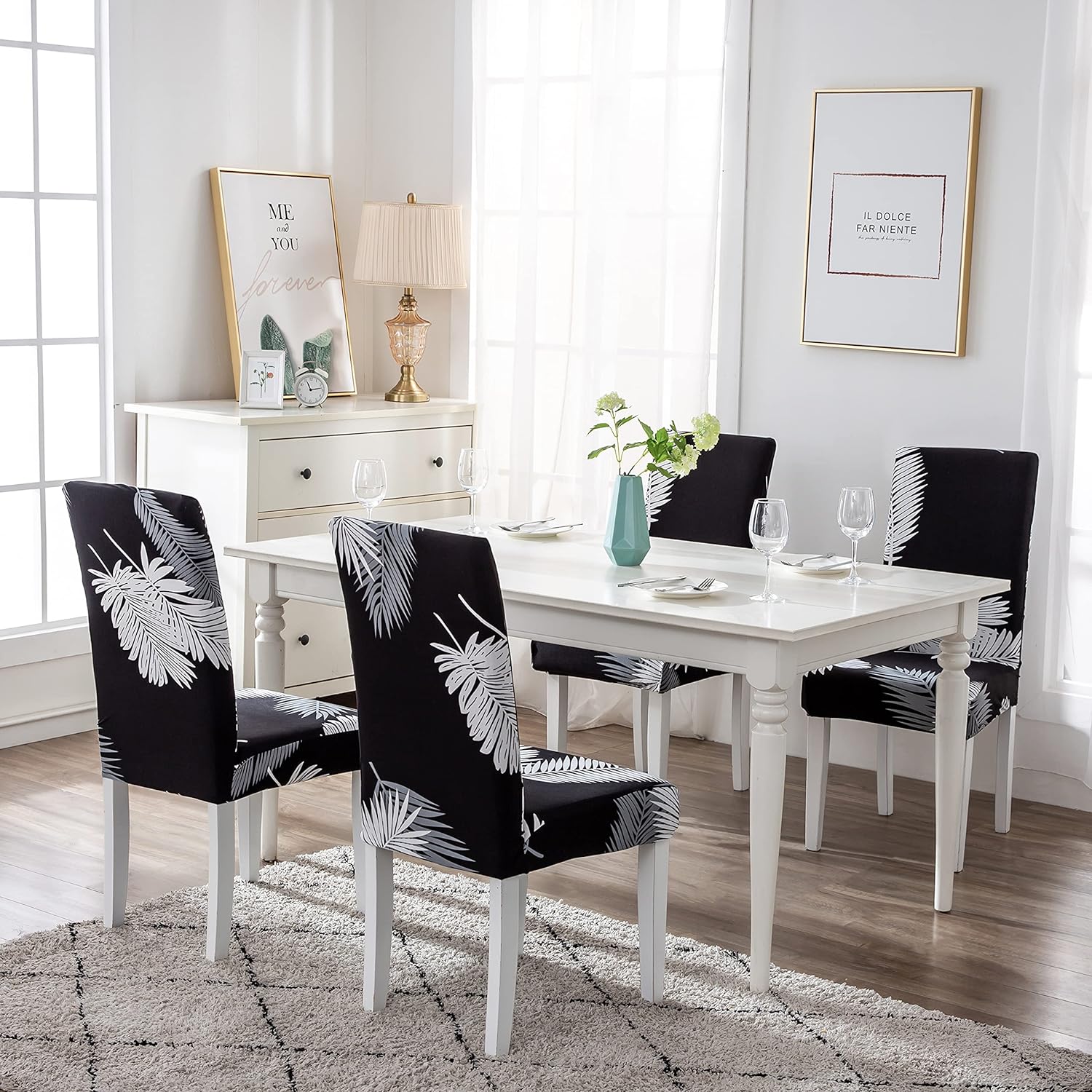 Stretchable Chair Covers, Black Fern