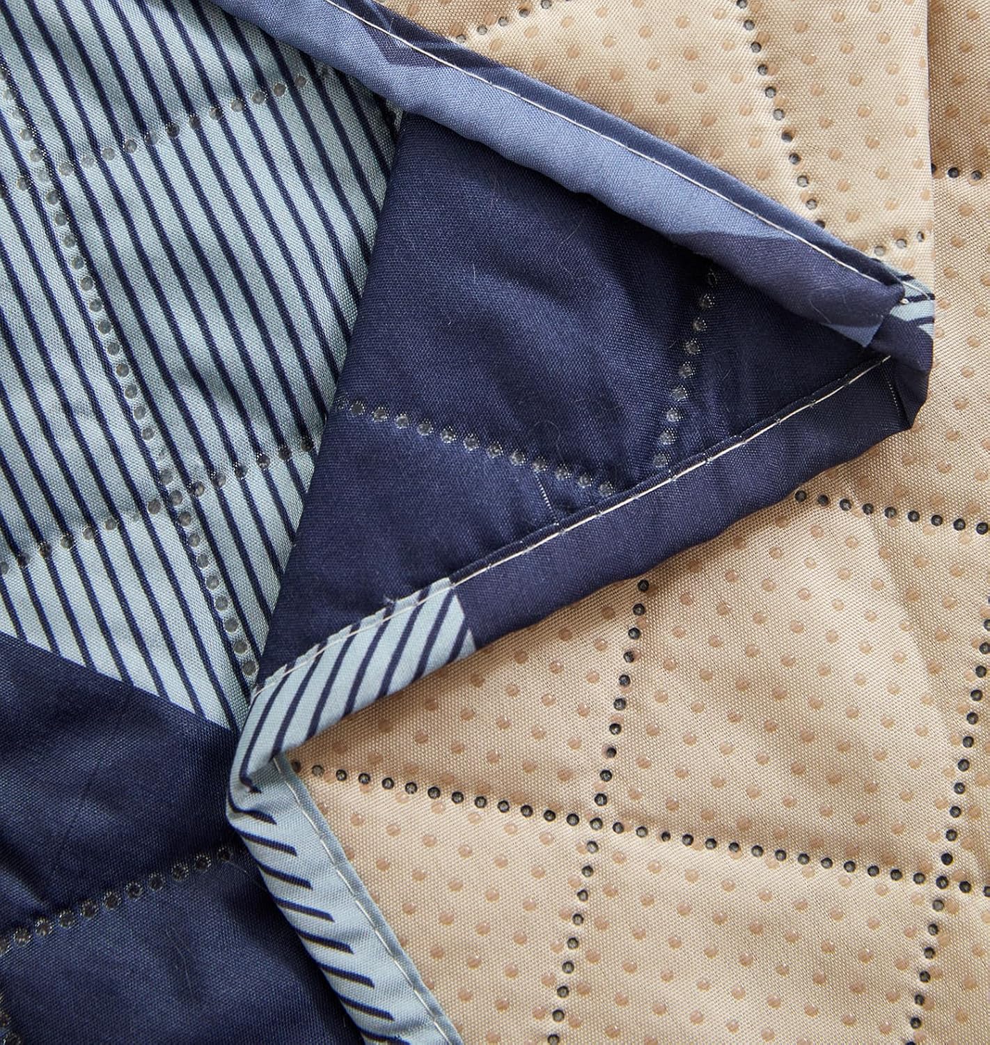 WATERPROOF QUILTED RECLINER COVER - CHECK BLUE 1 SEATER