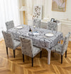 Premium Dining Table & Chair Cover Combo - Grey Bloom