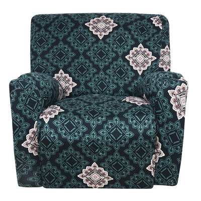 Premium Printed Recliner Sofa Cover : Green Brocade