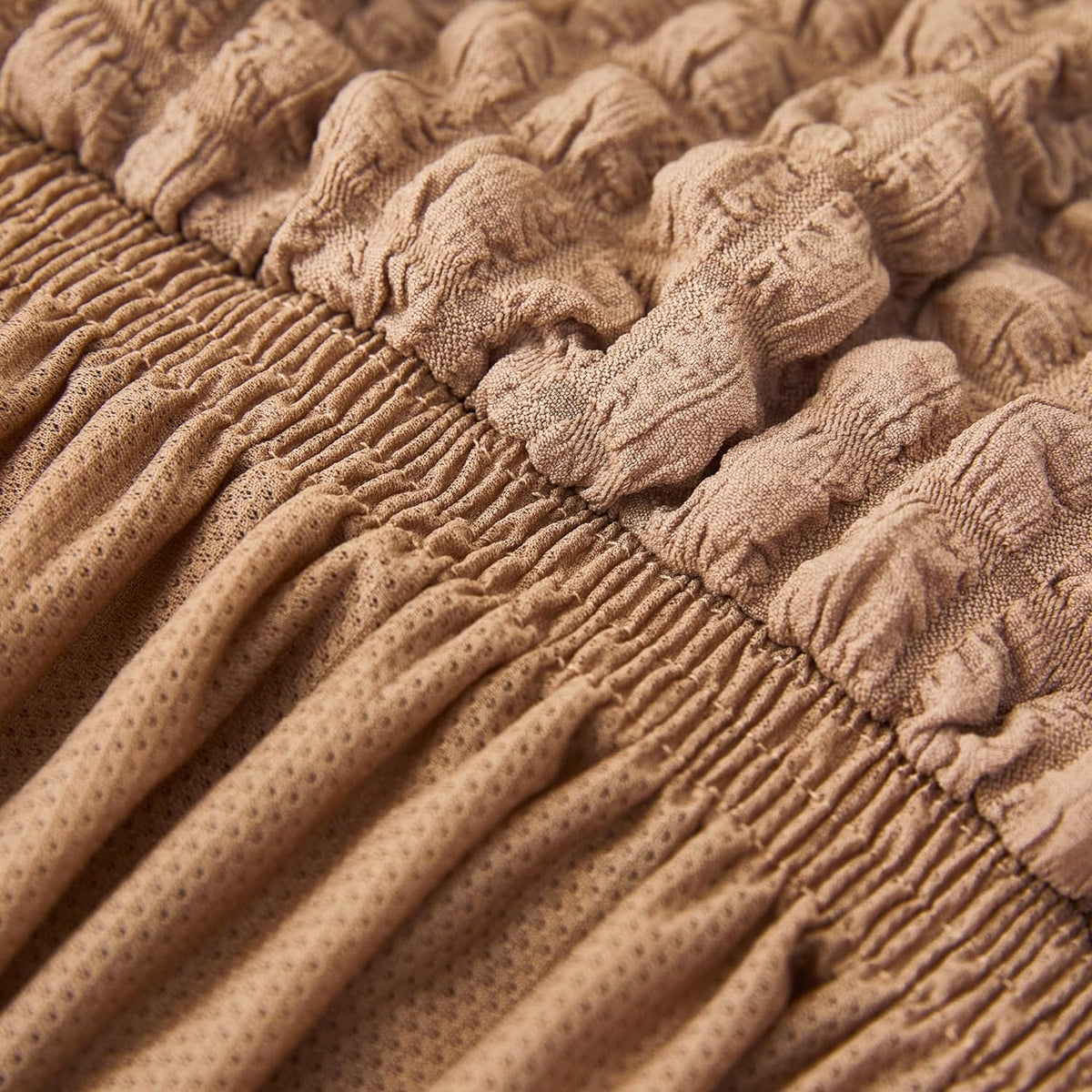 2026 L Shape Turkish Bubble Frill Sofa Covers : Light Brown