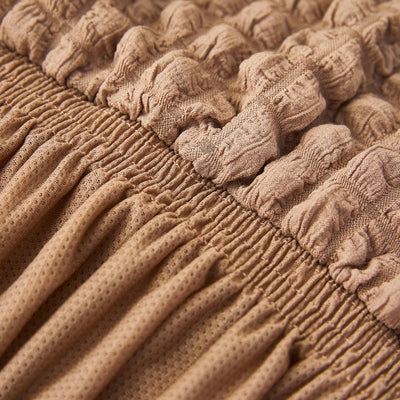 2025 L Shape Turkish Bubble Frill Sofa Covers : Light Brown