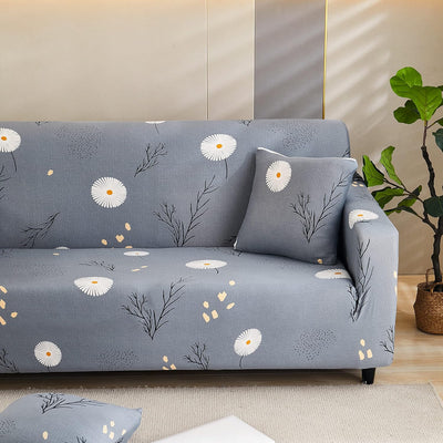 Trendize Exclusive Stretchable Sofa Cover - Grey Daisy