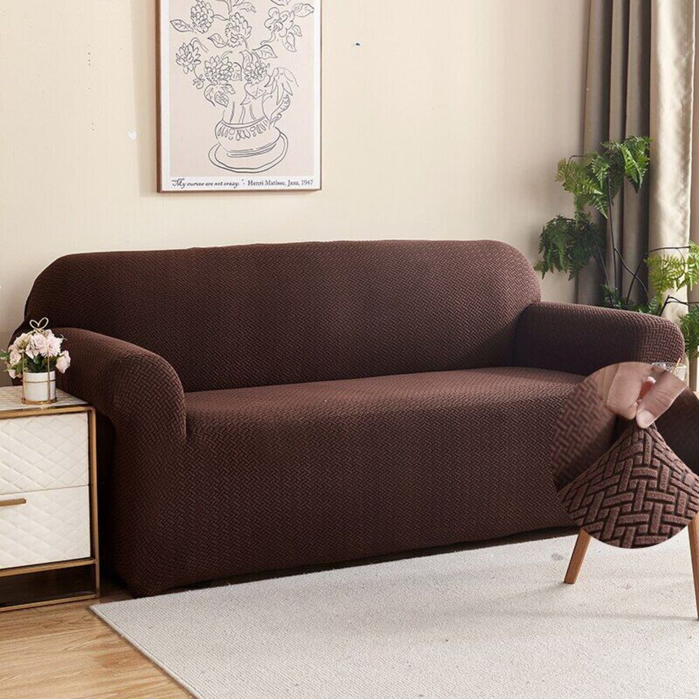2026 Polar Fleece Sofa Cover : Brown