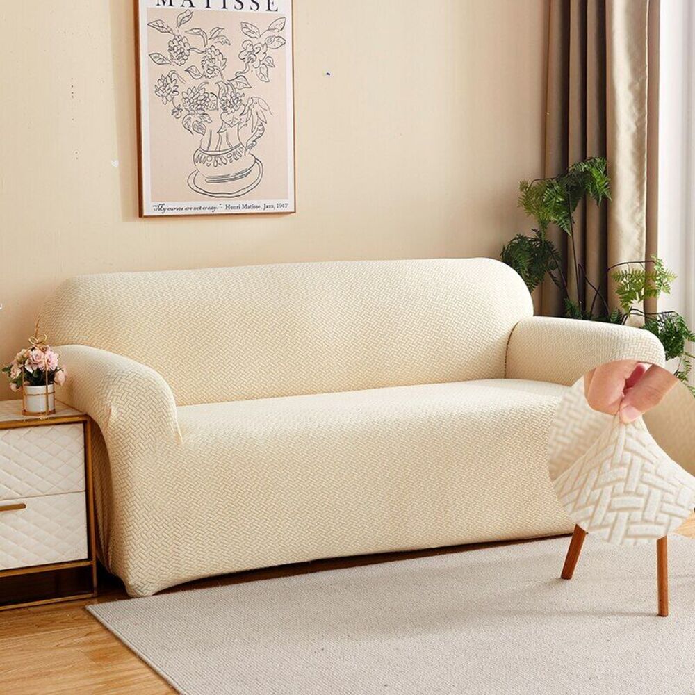 2026 Polar Fleece Sofa Cover : Cream