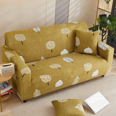 Trendize Exclusive Stretchable Sofa Cover - Mustard Leaf