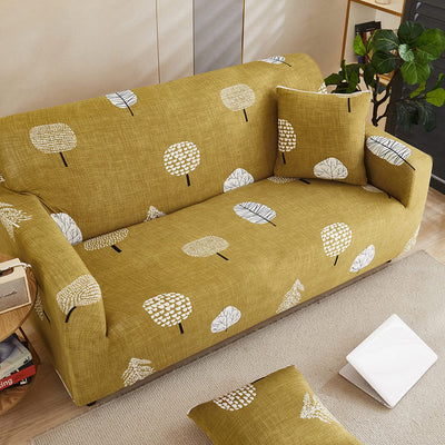 Trendize Exclusive Stretchable Sofa Cover - Mustard Leaf