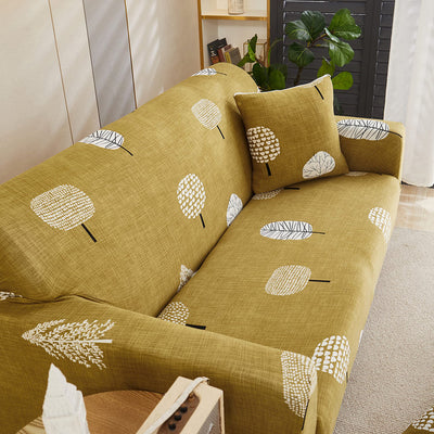 Trendize Exclusive Stretchable Sofa Cover - Mustard Leaf