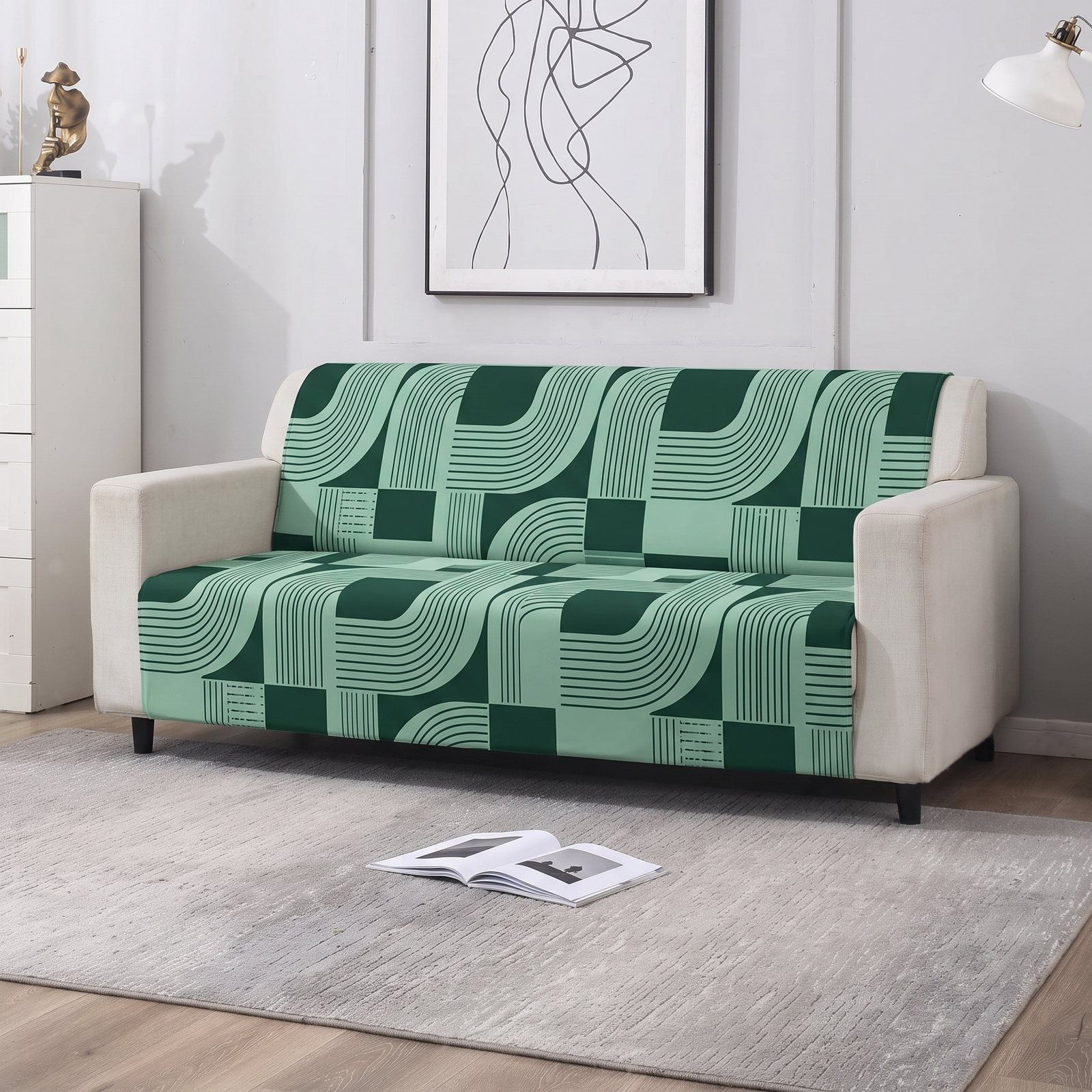 Luxury Anti-Skid Armless Sofa Mats - Emerald Waves