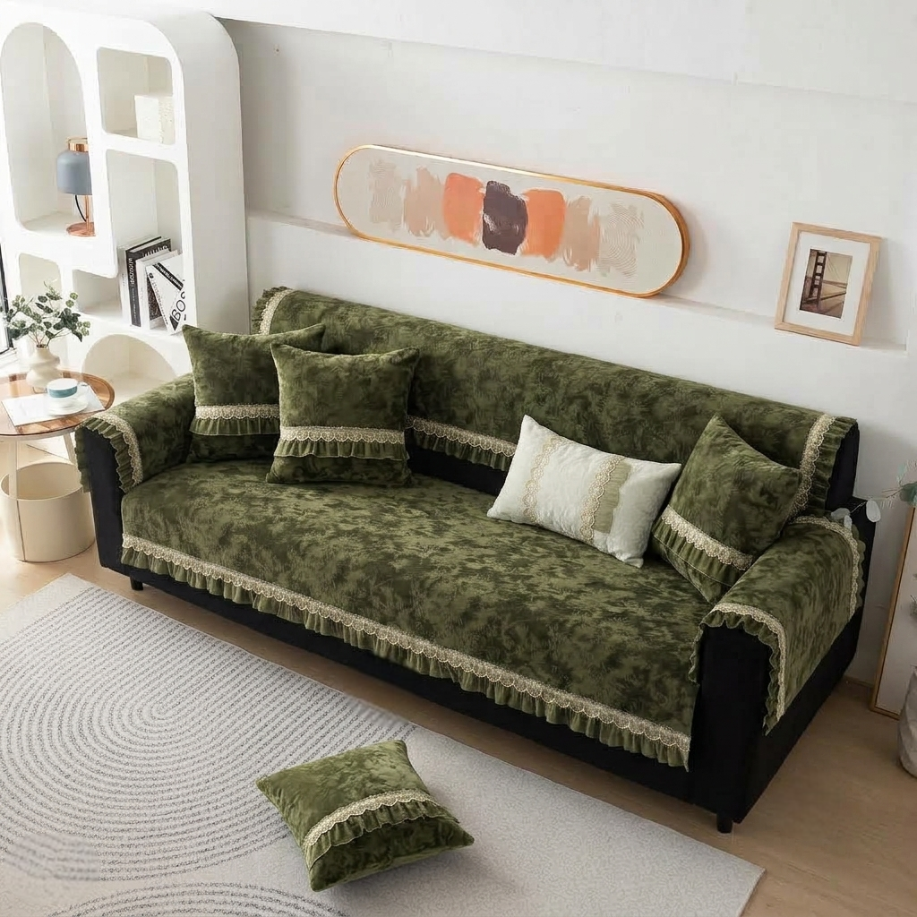 Floral Anti Skid Lace Sofa Mat