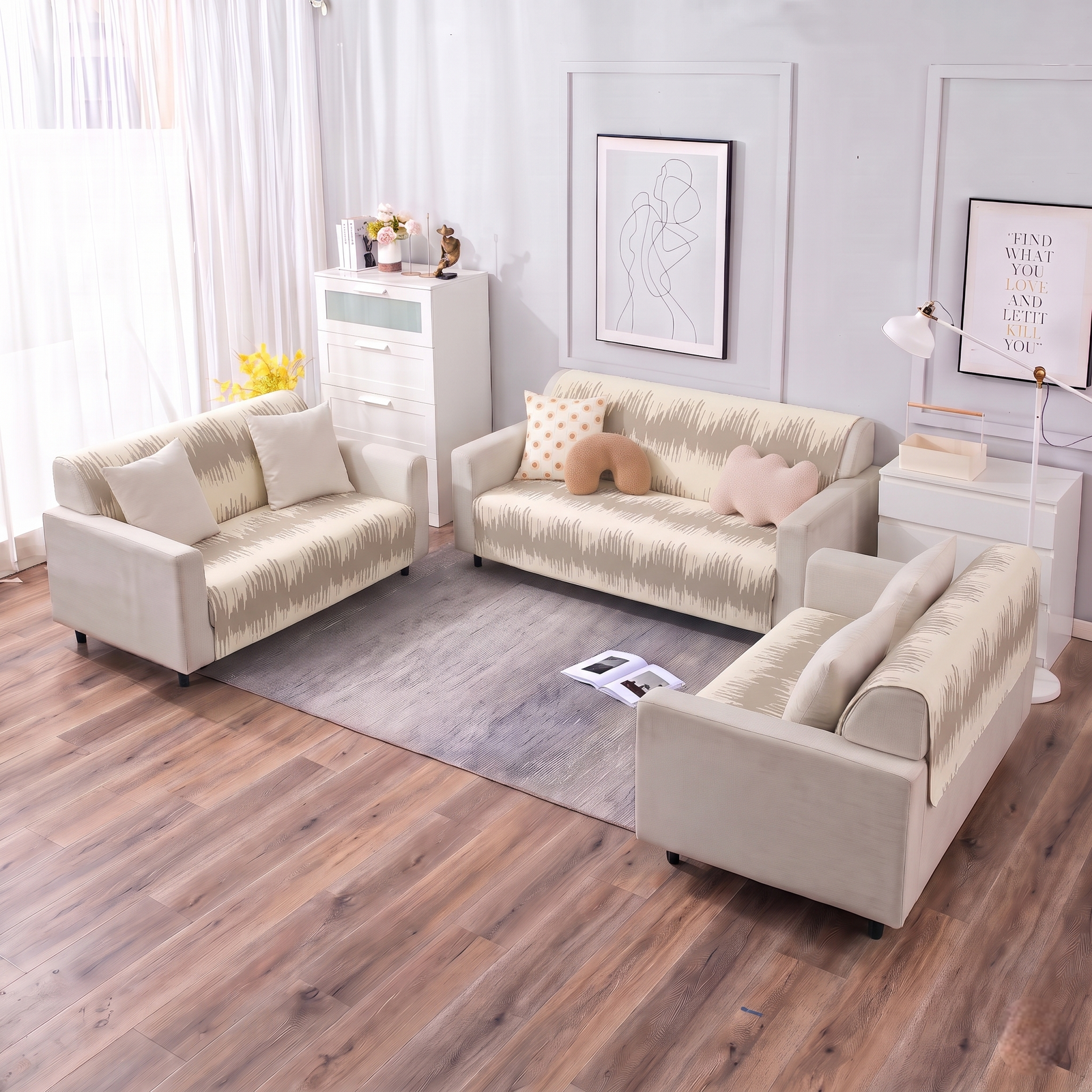 Luxury Anti-Skid Armless Sofa Mats - Desert Strokes