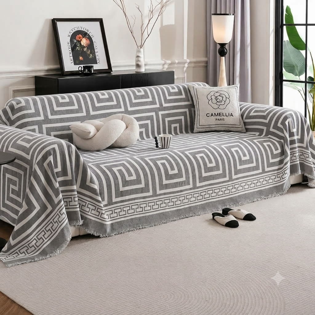 Premium Double Sided Chenille Sofa Covers - Greek Grey