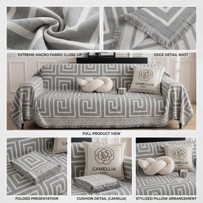 Premium Double Sided Chenille Sofa Covers - Greek Grey