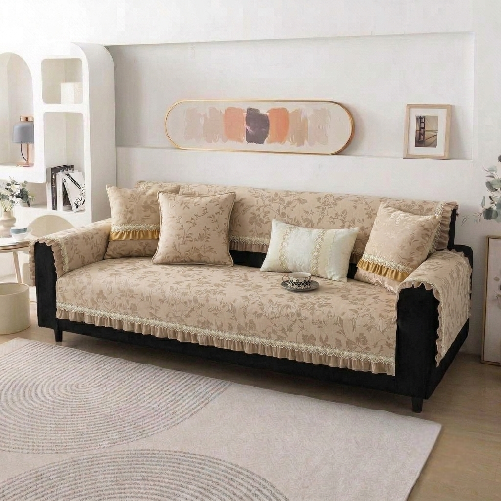 Floral Anti Skid Lace Sofa Mat
