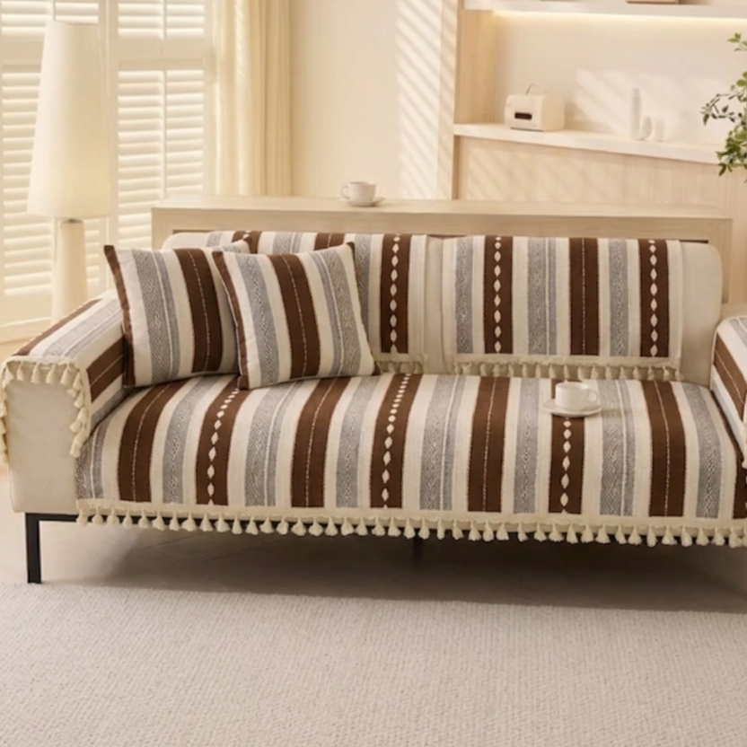 Aesthetic Chenille Sofa Mat - Brown