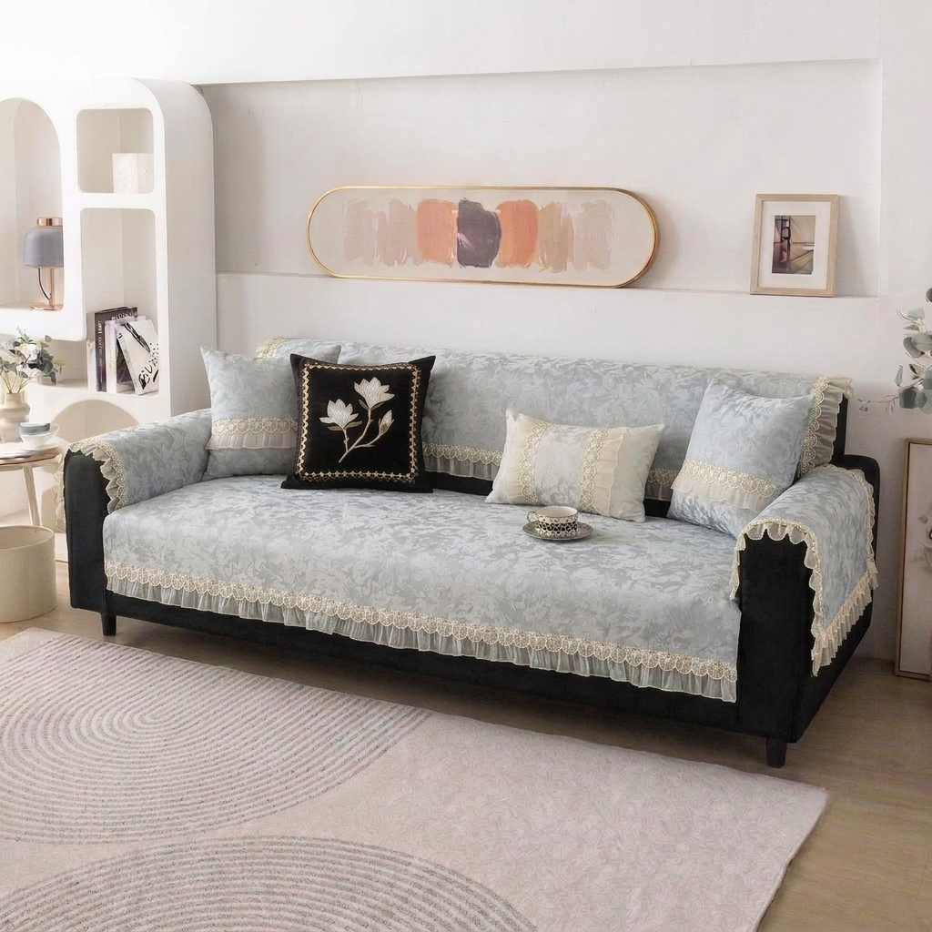 Floral Anti Skid Lace Sofa Mat