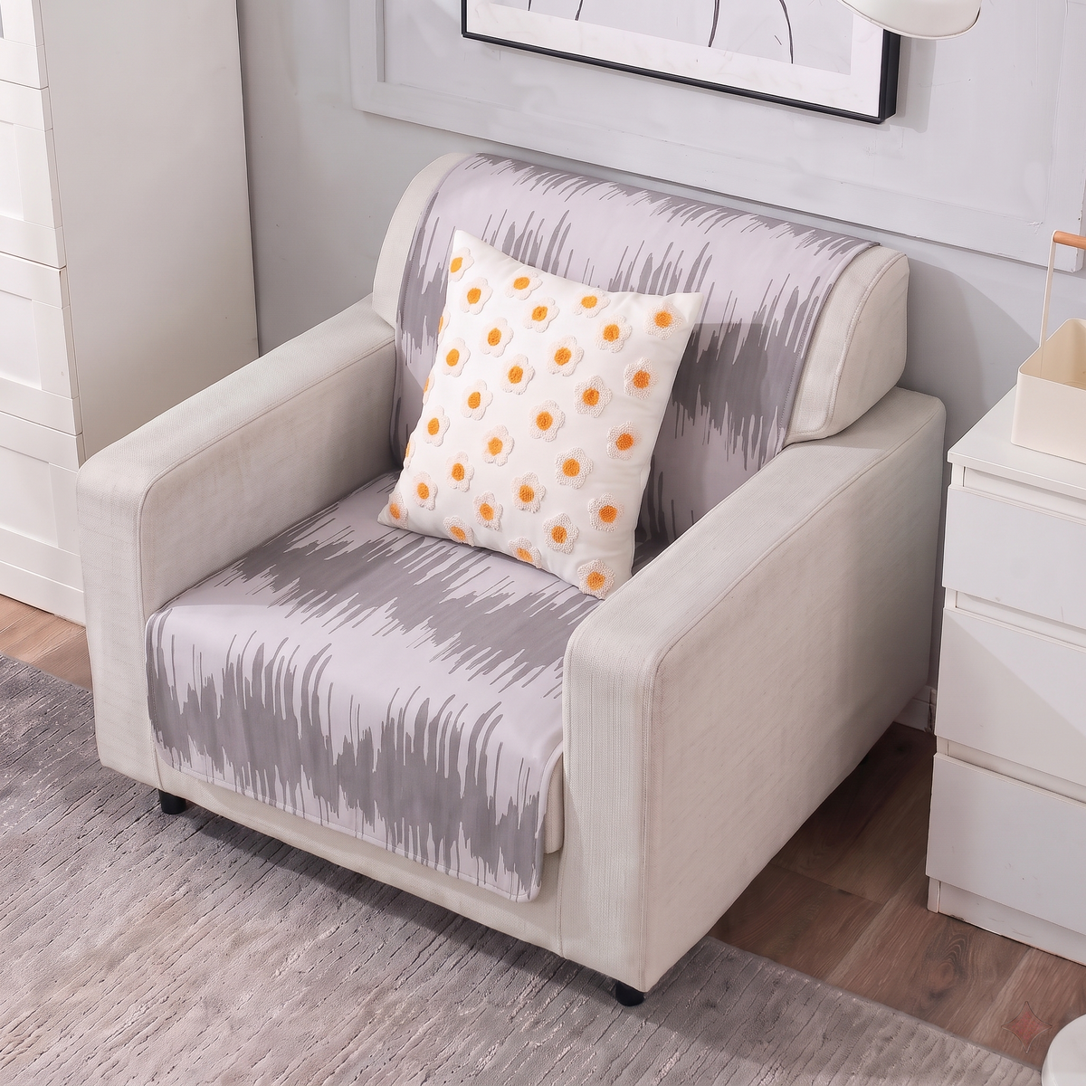 Luxury Anti-Skid Armless Sofa Mats - Silver Strokes