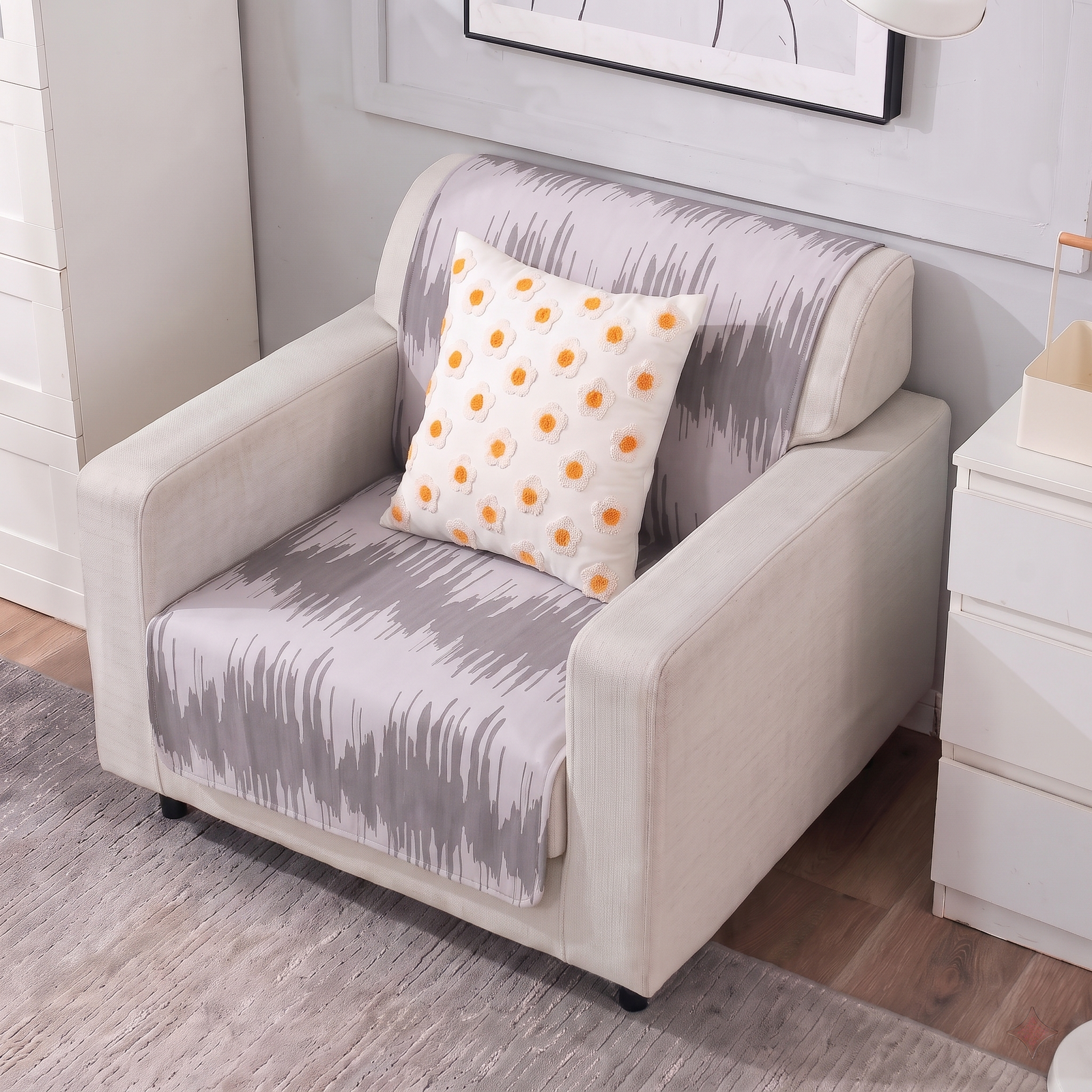 Luxury Anti-Skid Armless Sofa Mats - Silver Strokes