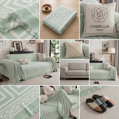 Premium Double Sided Chenille Sofa Covers - Greek Green