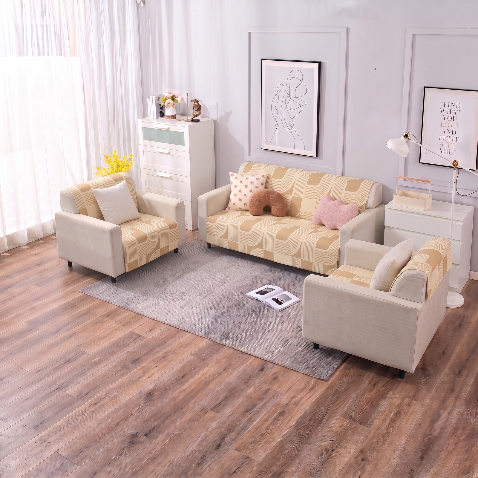 Luxury Anti-Skid Armless Sofa Mats - Desert Waves