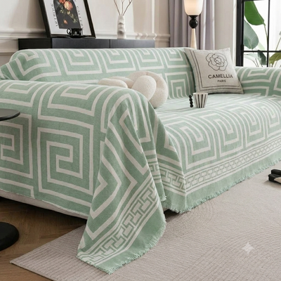 Premium Double Sided Chenille Sofa Covers - Greek Green