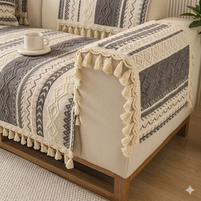 Aesthetic Chenille Sofa Mat - Grey