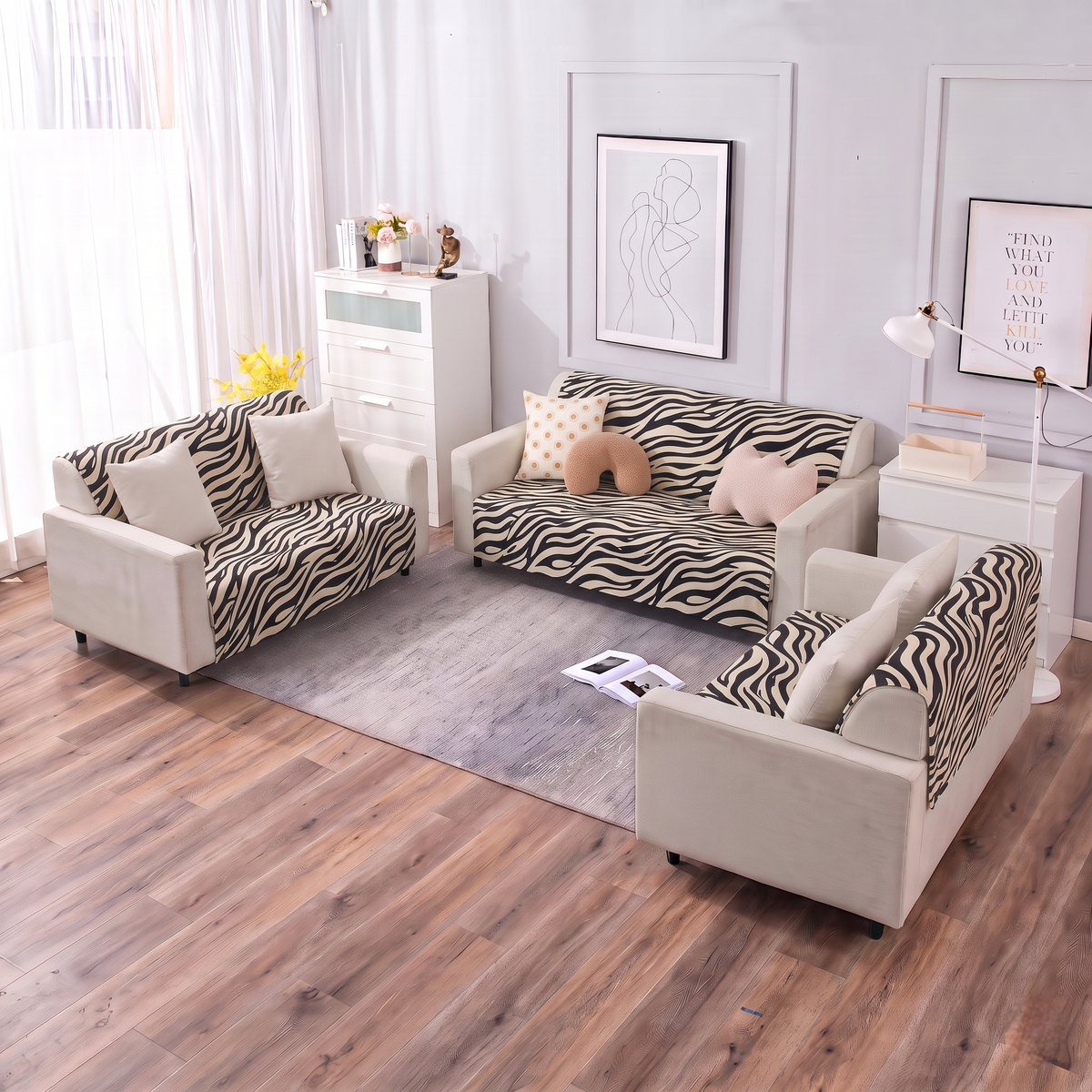 Luxury Anti-Skid Armless Sofa Mats - Zebra Luxe