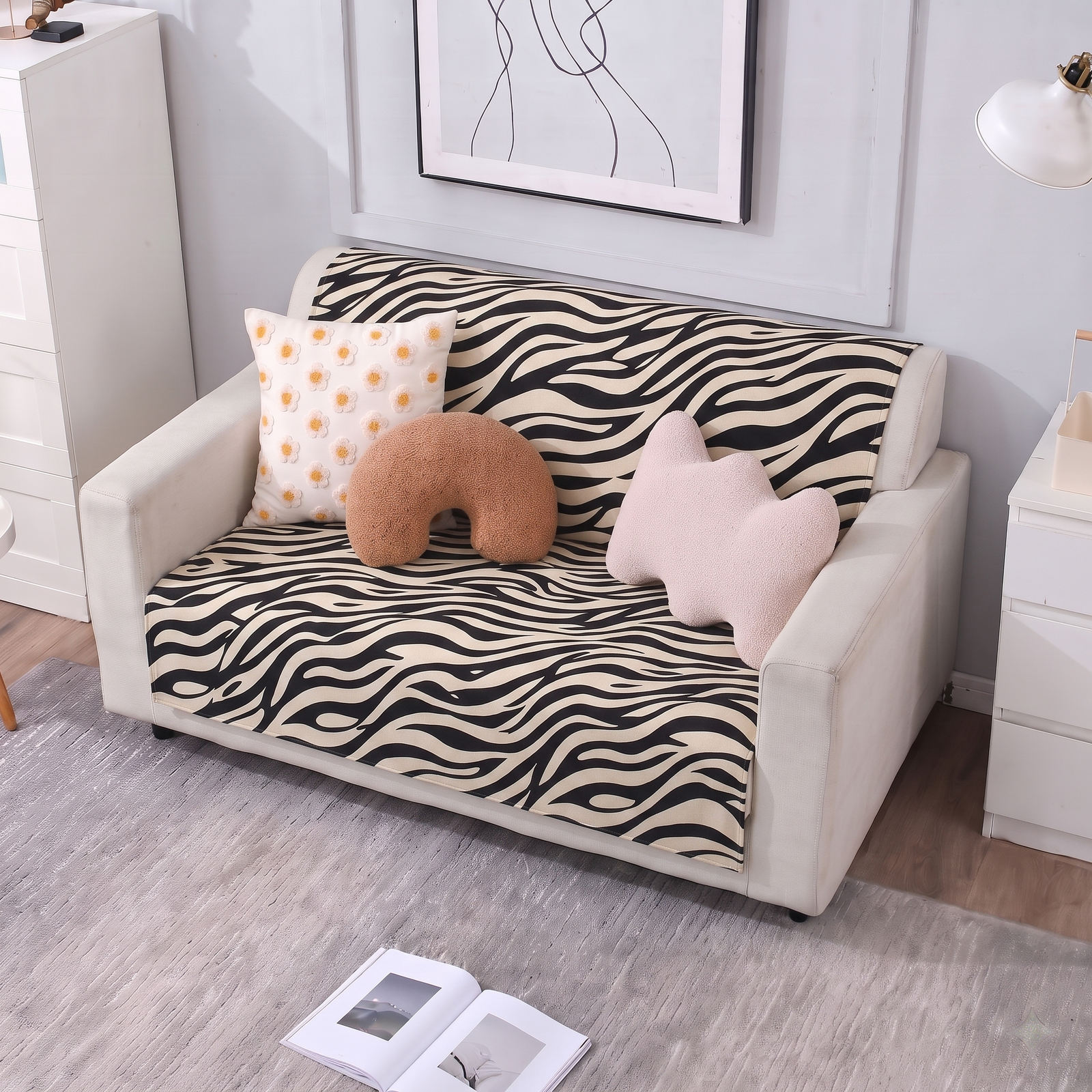 Luxury Anti-Skid Armless Sofa Mats - Zebra Luxe
