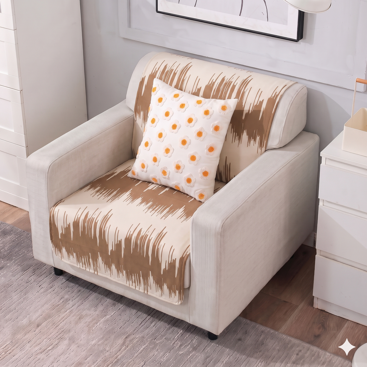 Luxury Anti-Skid Armless Sofa Mats - Caramel Strokes