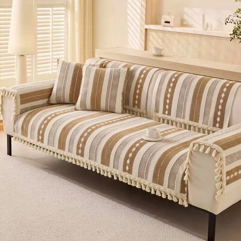Aesthetic Chenille Sofa Mat - Beige