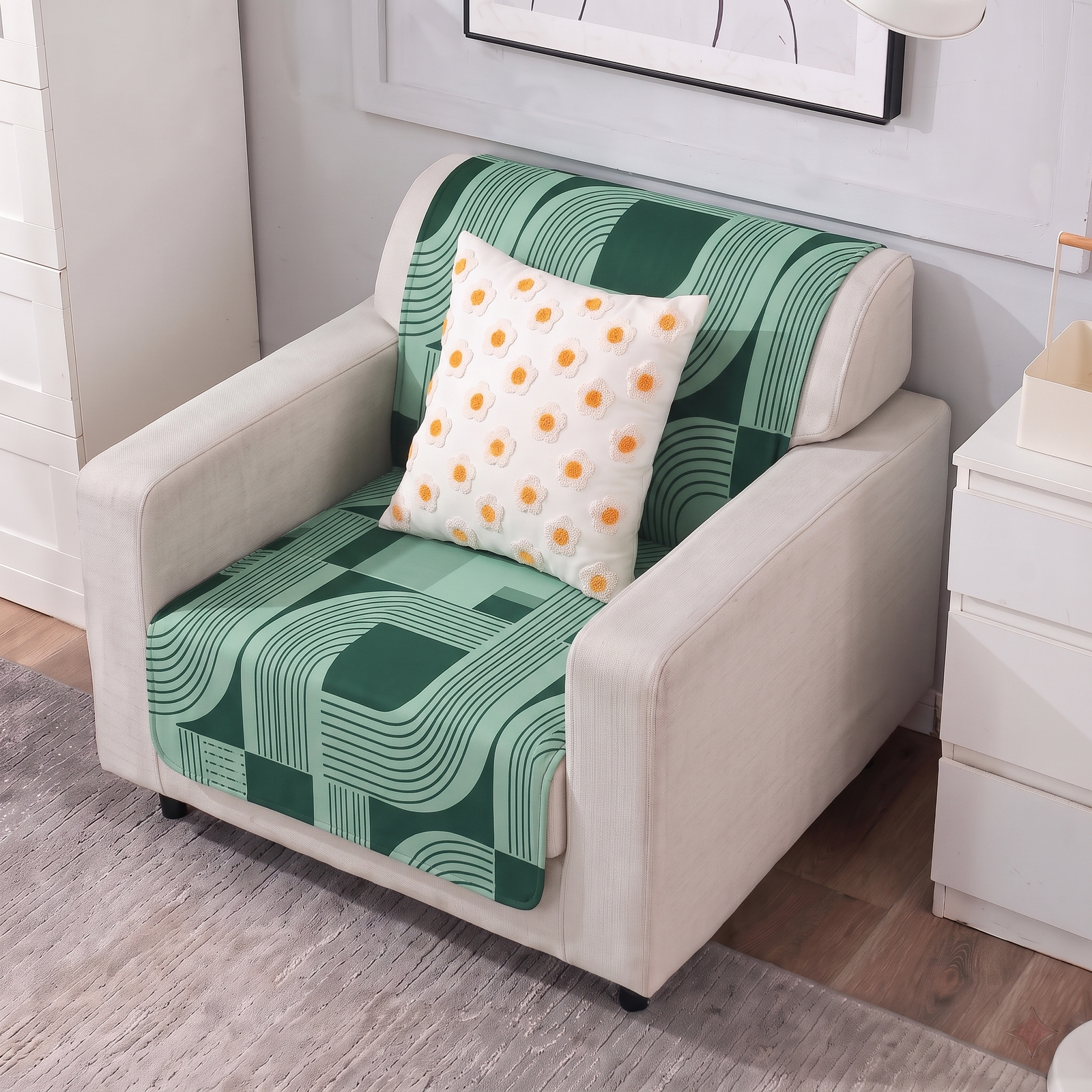 Luxury Anti-Skid Armless Sofa Mats - Emerald Waves