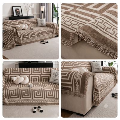 Premium Double Sided Chenille Sofa Covers - Greek Beige