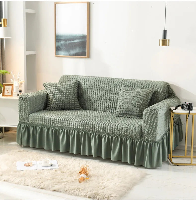 2026 Turkish Bubble Frill Sofa Covers : Sage Green