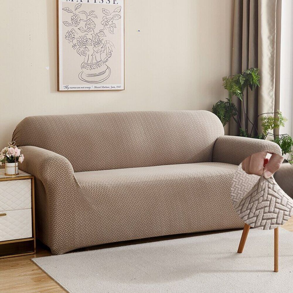 2026 Polar Fleece Sofa Cover : Khaki