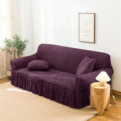 2025 Turkish Bubble Frill Sofa Covers : Wine