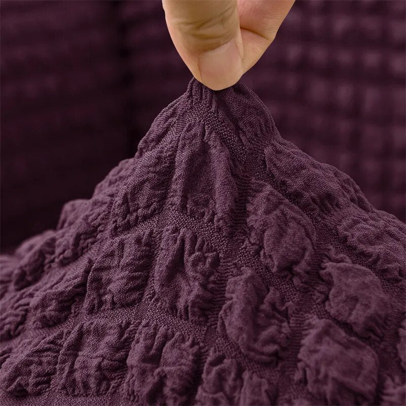 2026 L Shape Turkish Bubble Frill Sofa Covers : Wine