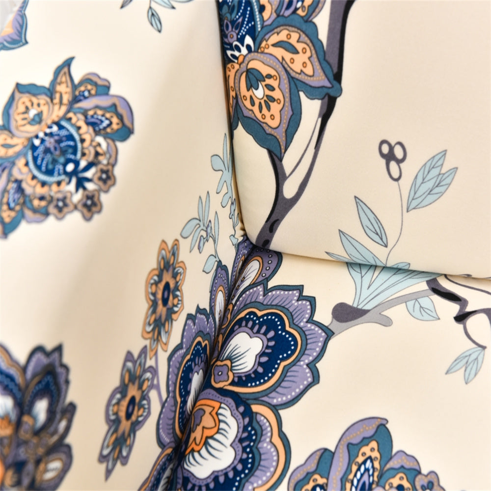 Trendize Exclusive Stretchable Sofa Cover - Beige Blue Flower