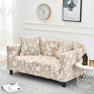 Trendize Exclusive Stretchable Sofa Cover - Leafy Beige