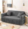 2023 Turkish Bubble Frill Sofa Covers : Dark Grey