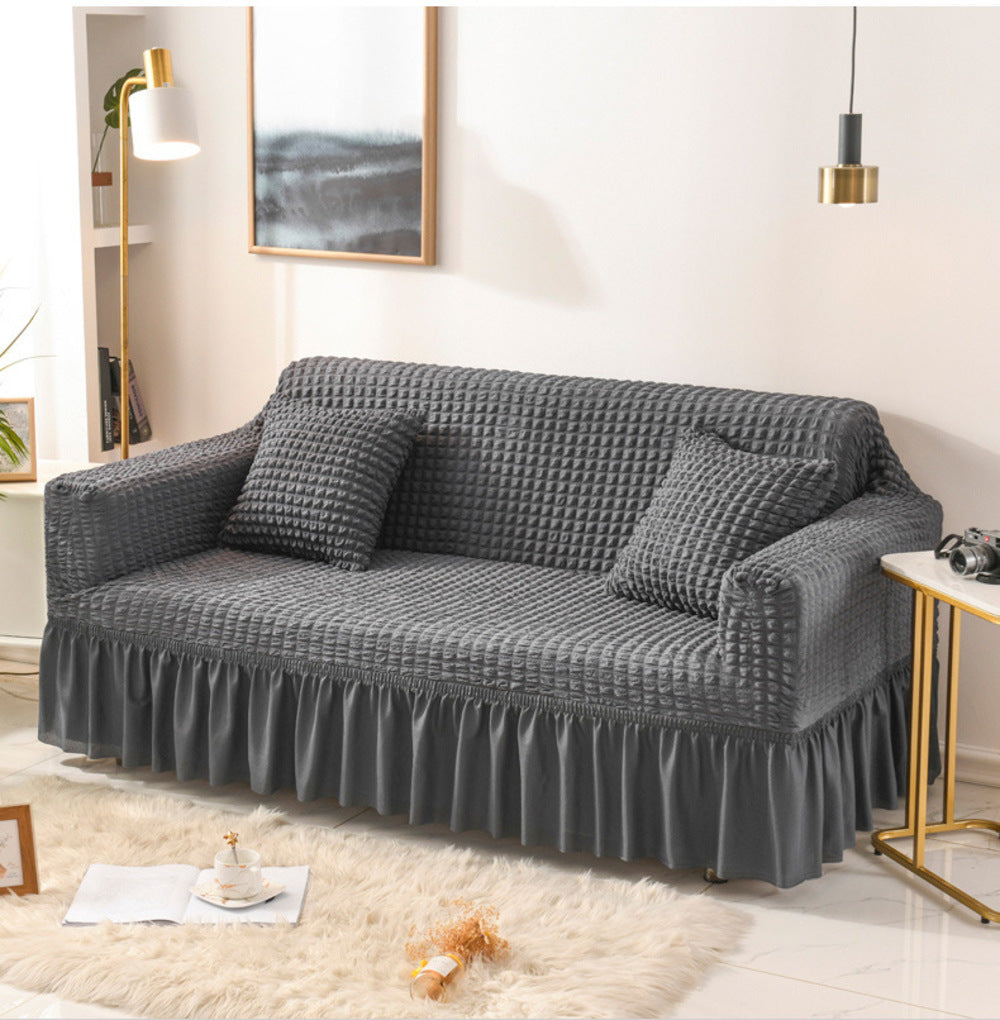 2026 Turkish Bubble Frill Sofa Covers : Dark Grey