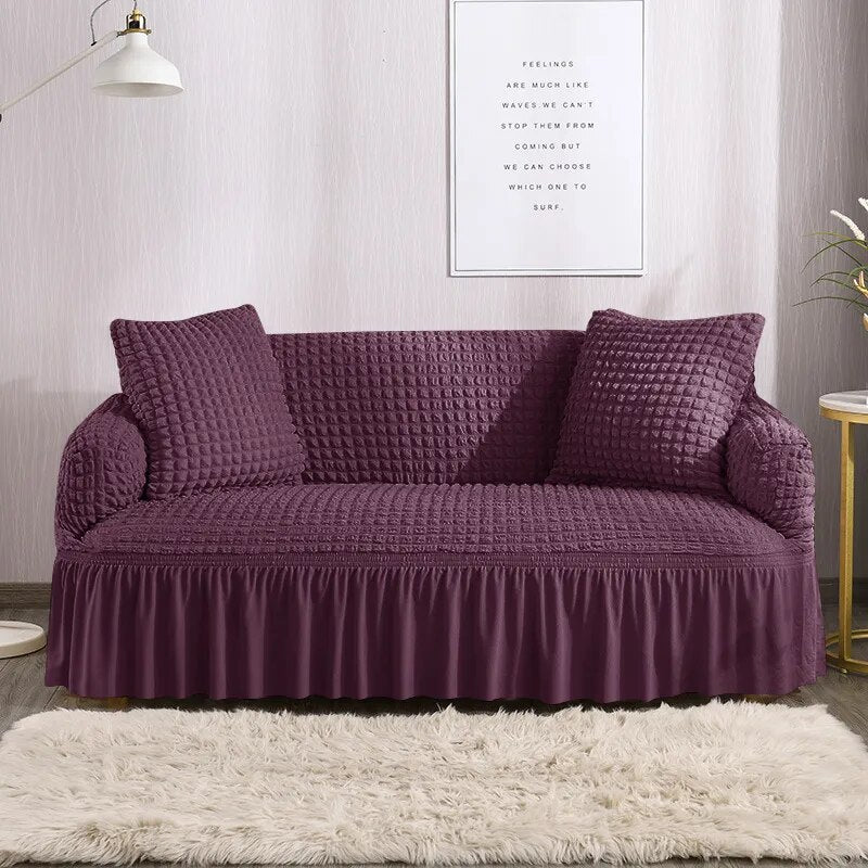 2026 Turkish Bubble Frill Sofa Covers : Wine