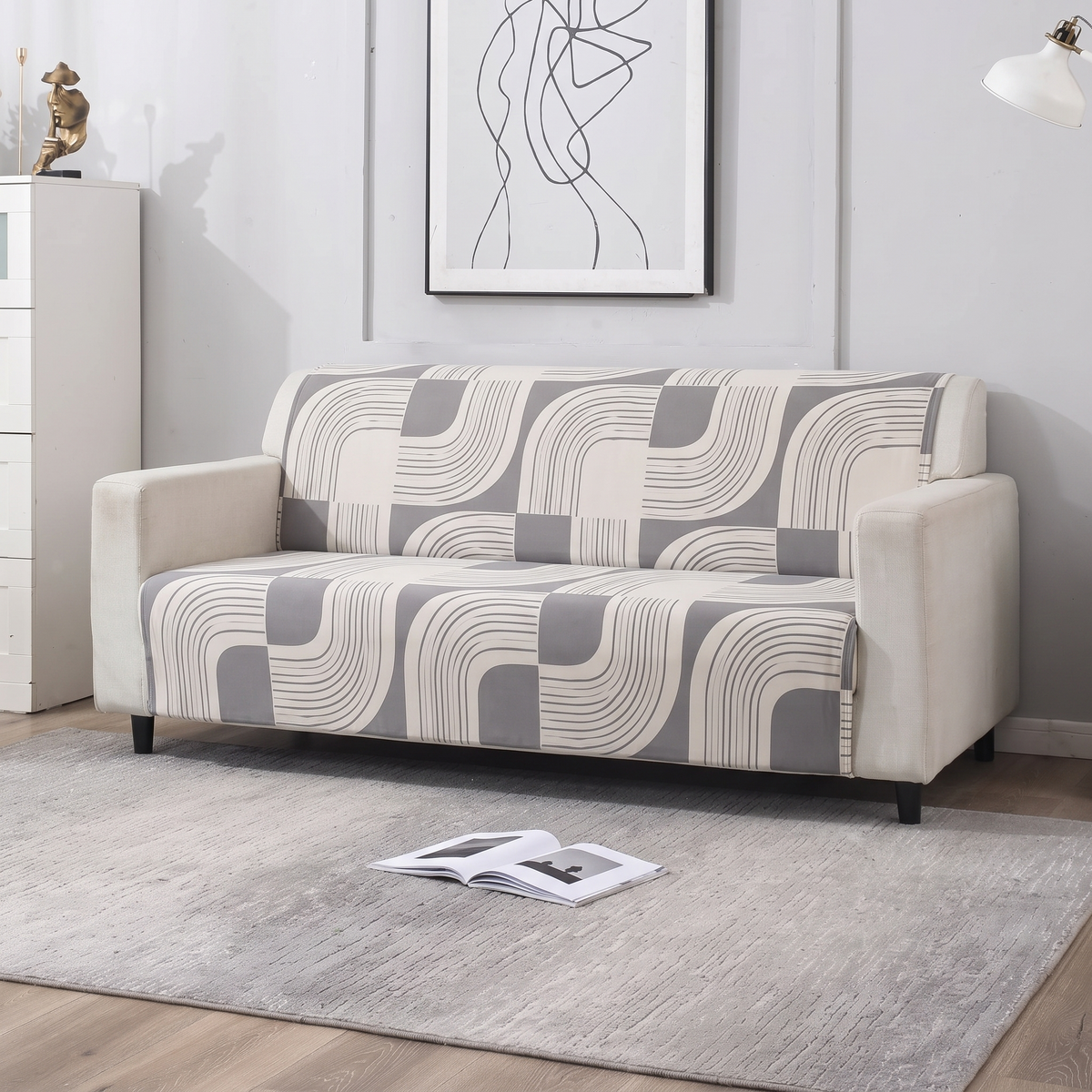 Luxury Anti-Skid Armless Sofa Mats - Silver Waves