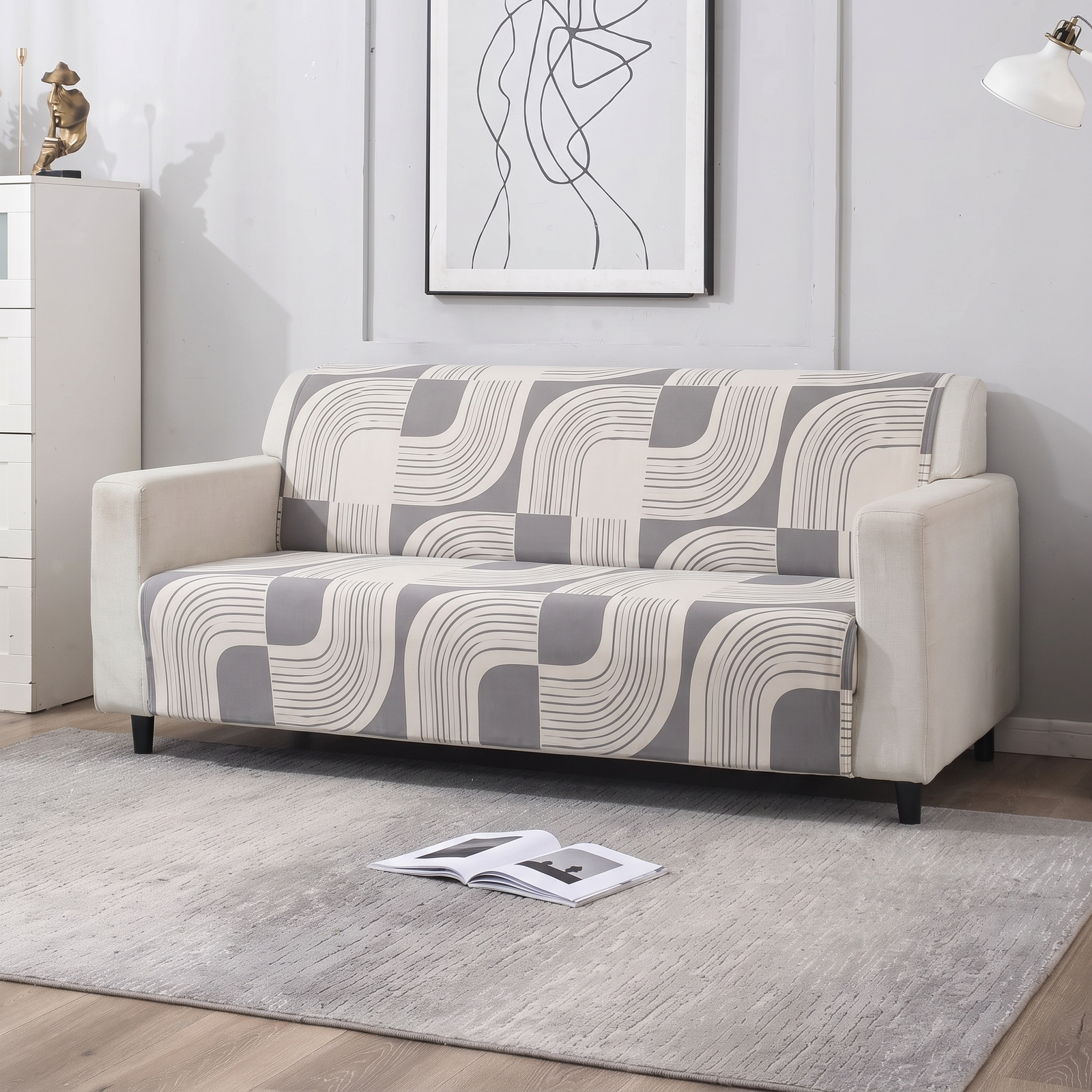 Luxury Anti-Skid Armless Sofa Mats - Silver Waves