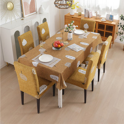 Premium Dining Table & Chair Cover Combo - Mustard Leaf