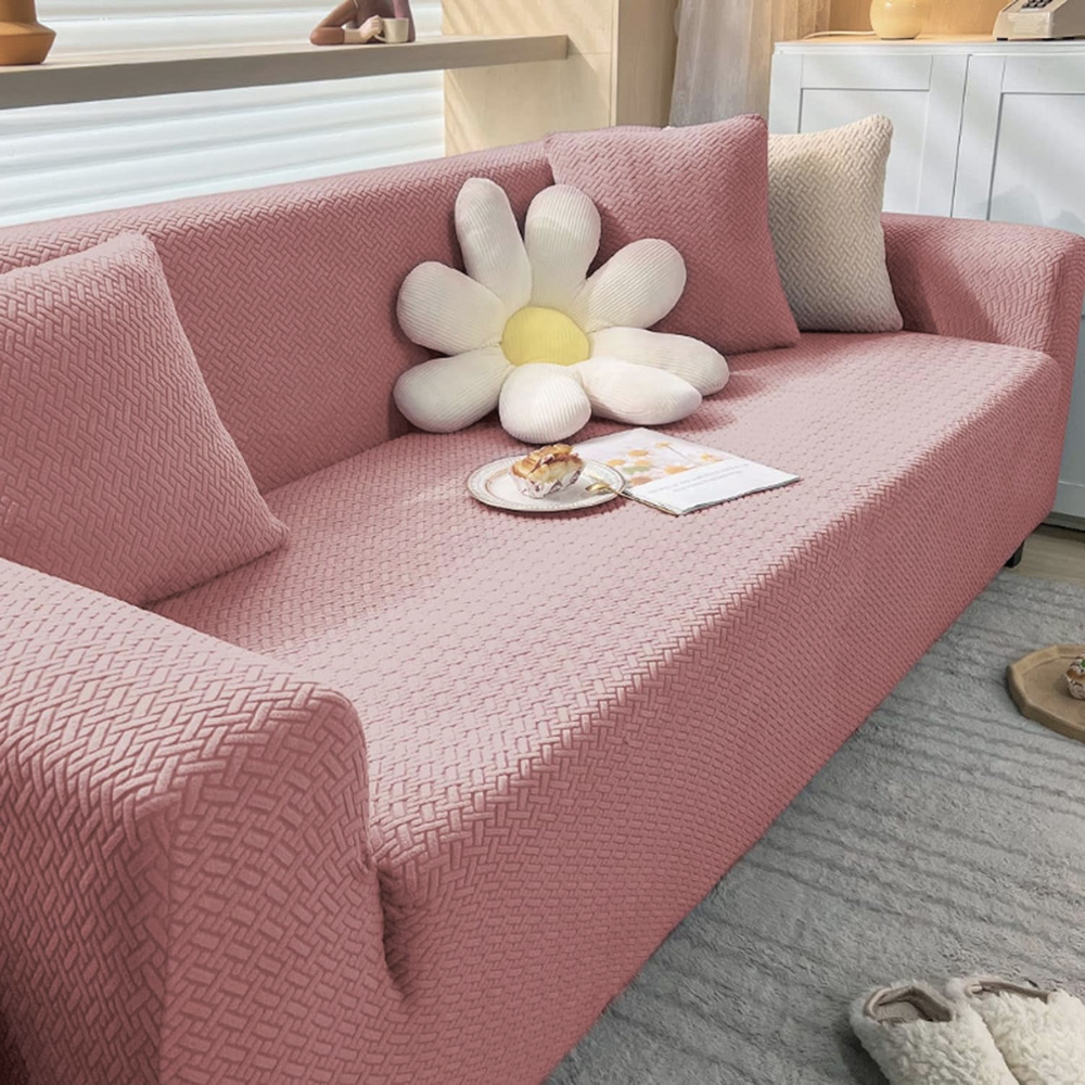 2024 Polar Fleece Sofa Cover : Pastel Pink
