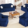 2023 Turkish Bubble Frill Sofa Covers : Navy Blue